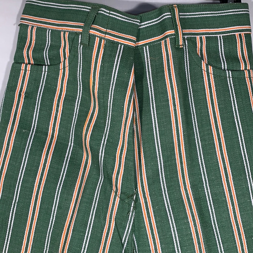 Rare 1960’s Vintage Girls’ Striped Cotton Flare leg Jeans  size 14  25” inseam
